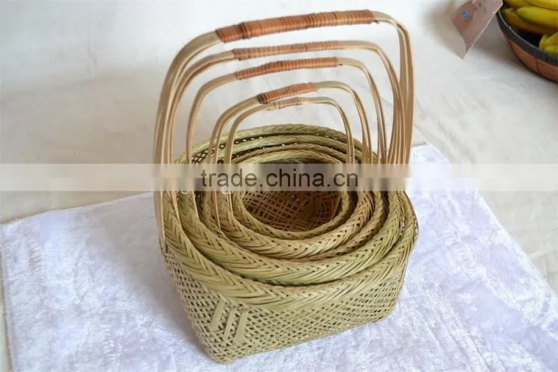Wholesale Cheap Bamboo Basket With Handle Woven Basket