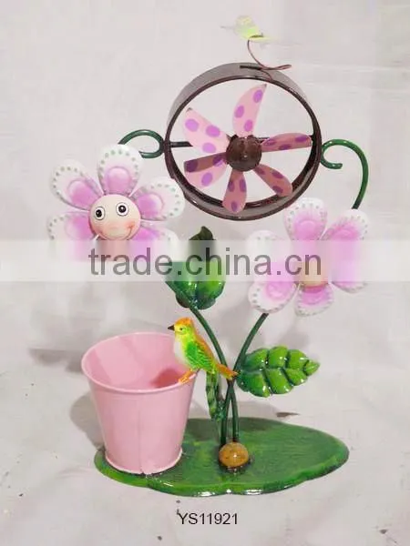 YS11921 flower windmill iron flower barrels for sale made in Fujian with size 13X6X19"
