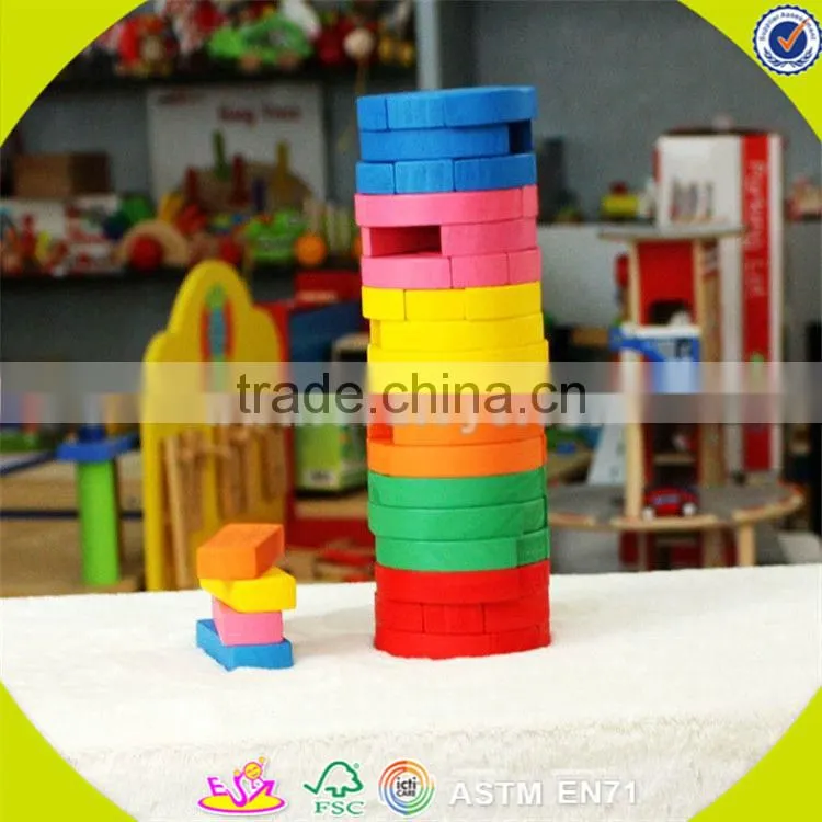 wholesale colorful baby stacking blocks wooden promotional bricks toy top fashion wooden baby stacking blocks toy W13D119