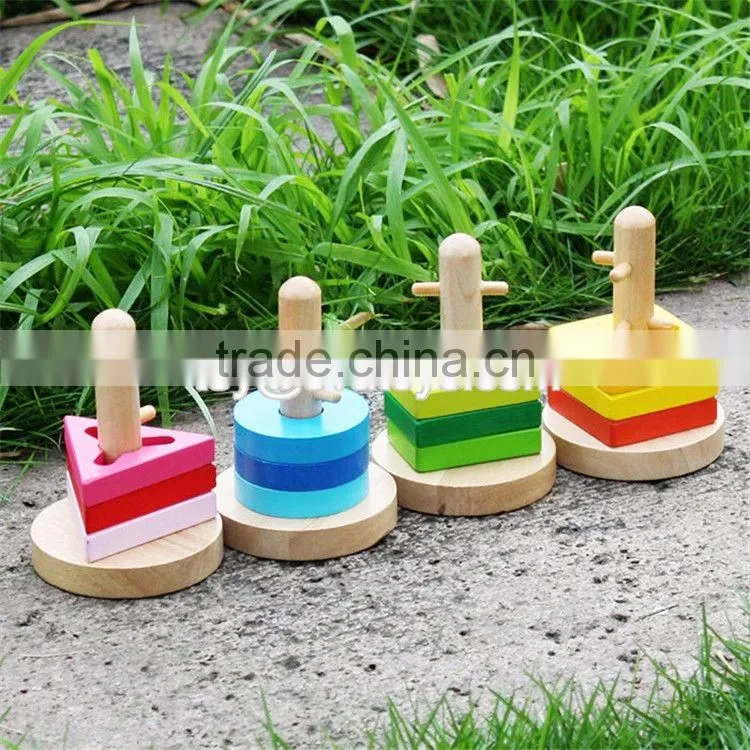 Best sale kids shape matching wooden educational blocks W13E068