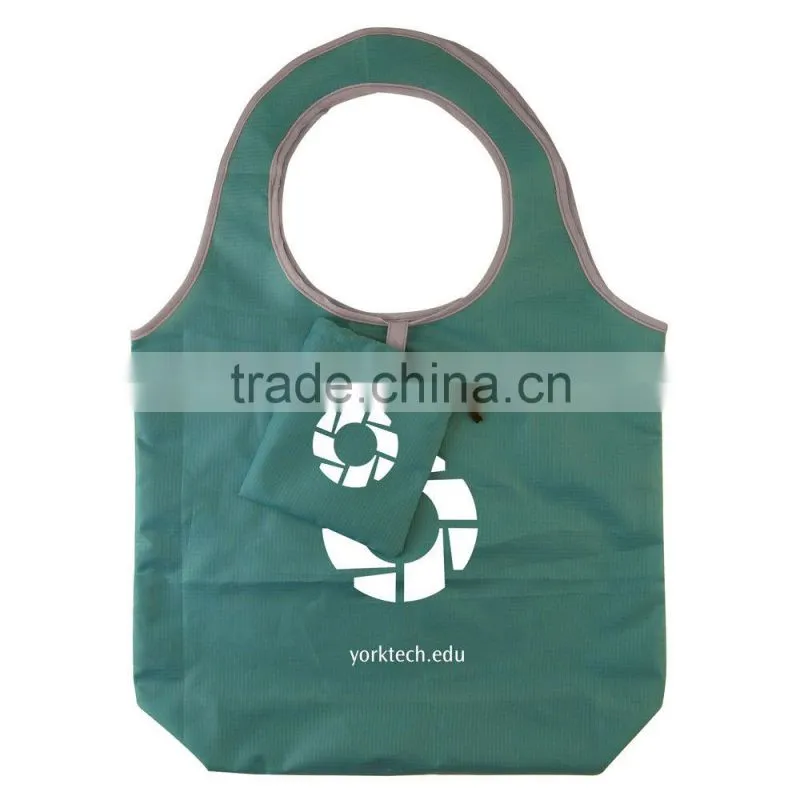 Hot sale new design reusage folding round shouder hand tote bags recycle shopping shoulder folding bags