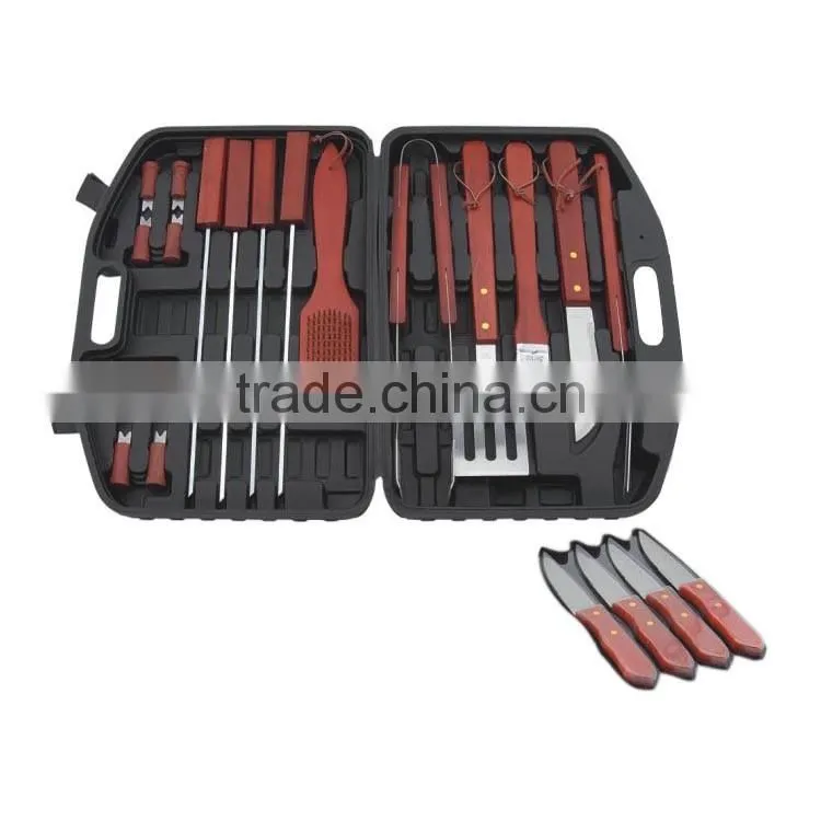 Deluxe 22pcs bbq set with portable plastic boxes