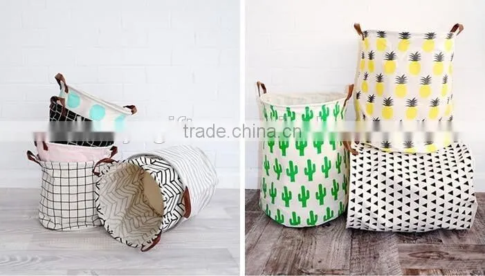 Hotselling Best Quality Canvas Laundry Basket Collapsible Kids Art Storage Boxes With Handle