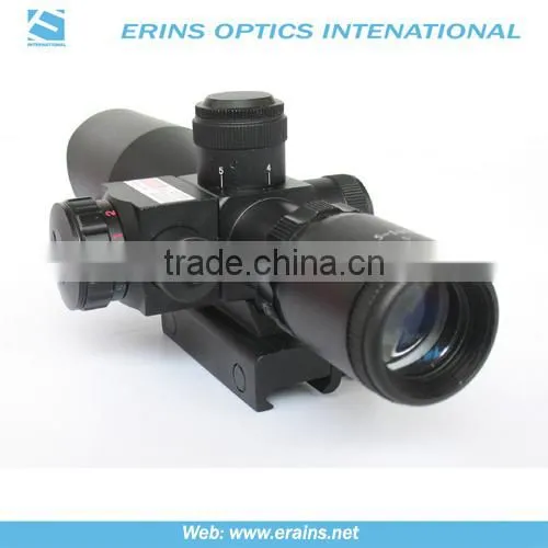 Compact 2.5-10X40 rifle scope red green Mil-Dot Reticle with side attached red laser sight scope combo