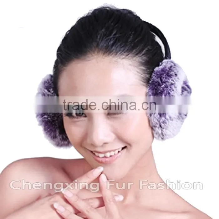 CX-EM-03P Women Funny Genuine Rex Rabbit Fur Floral Ear Muff