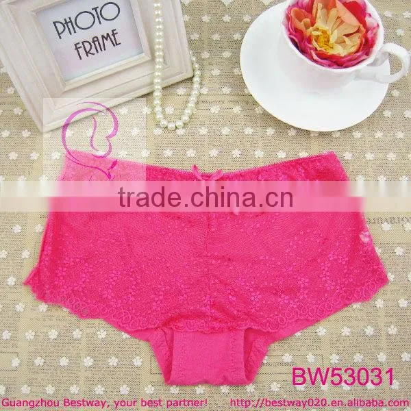 Open hot sex girl photo of sexy stock products sexy boyshort panties front transparent floral lace with bow back bamboo fabric