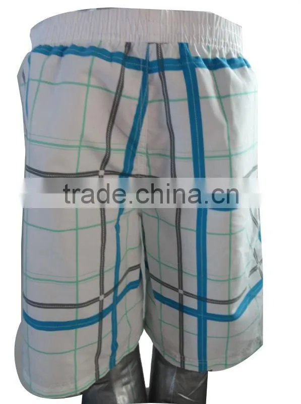 Men's plaid boardshorts with stretched