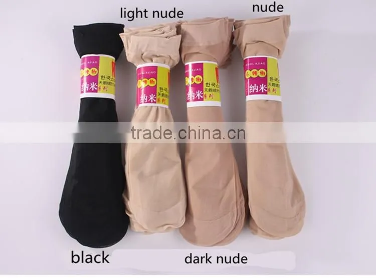 Amazing 10 Pairs/ lot Black nude Pure Color Short Sock Thin Transparent Crystal Silk Socks Girl Summer Women's Socks