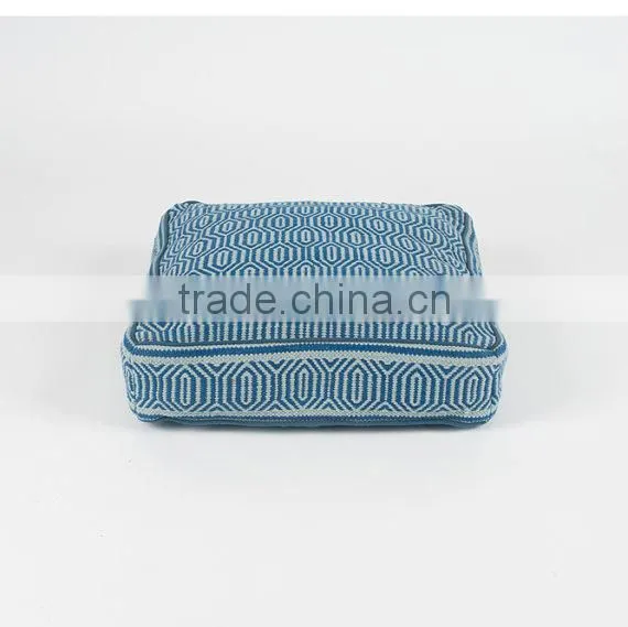 Navy Blue and Light Blue Geometric Square Dog Bed