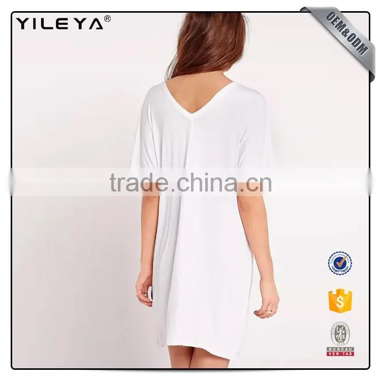 Summer long style girl tee short sleeve custon women cotton t shirt