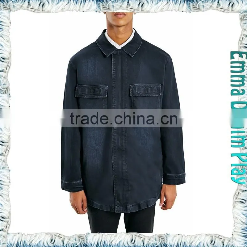 Hot Sales Water Washes Slim Denim Mens Long Jackets Coat