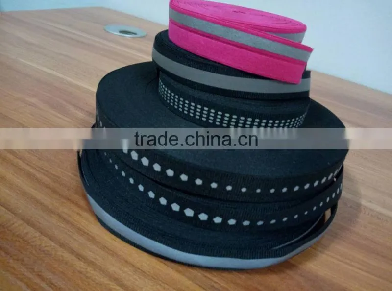 Silver dots polyester custom printed reflective nylon webbing