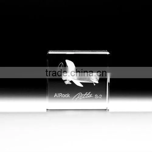 3D Laser Transparent cube engraved crystal bus for souvenir