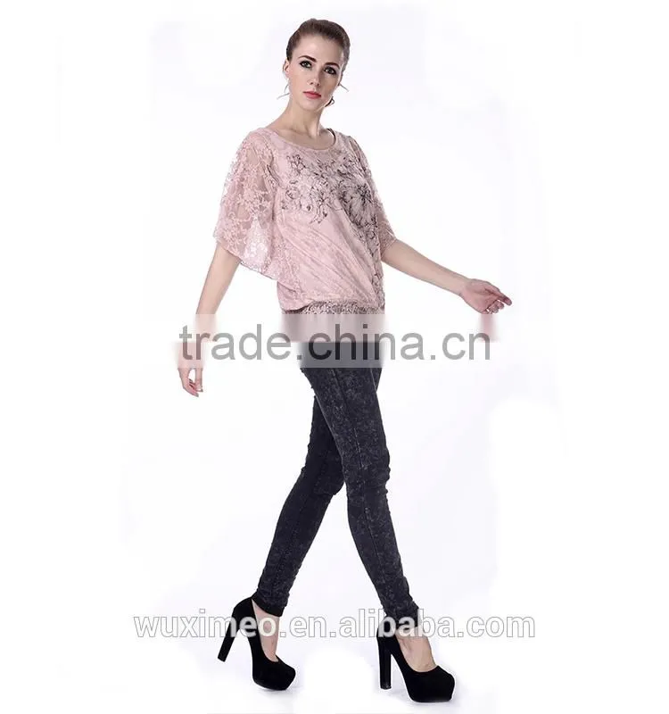 Brand design low price ladies light blue blouses