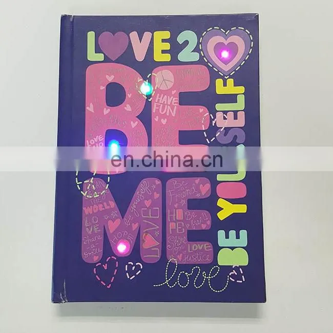 Hardcover colouring light up school note kid book with button