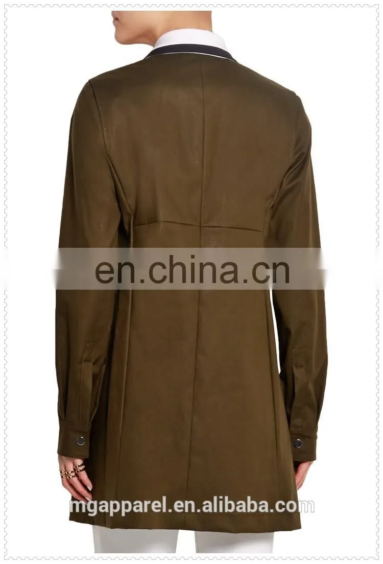 new arrival loose fit army green canvas western coats made in china