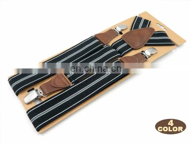 Fashion brand 3 clips men's suspenders adult striped suspenders