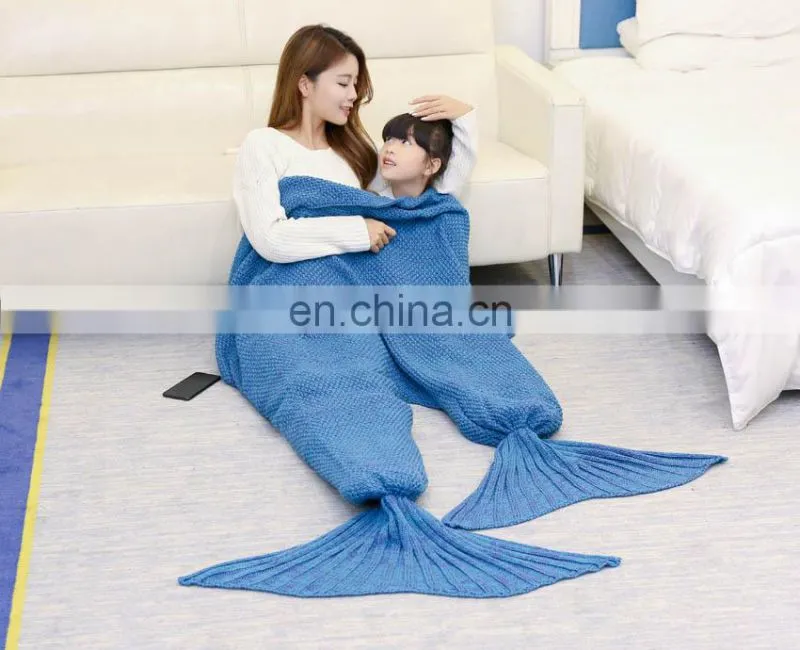 Women acrylic sleeping bag children mermaid tail blanket