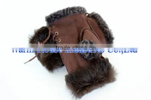 Stock new fashion cheap brown women leather gloves