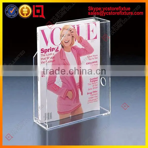 Wall mounted acrylic brochure holder, magazine holder