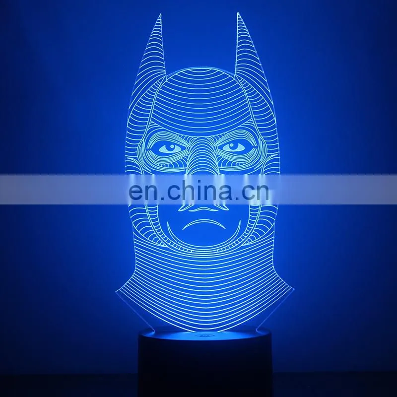 RGB touch black base 3d illusion bedroom usb art night light led desk table lamp