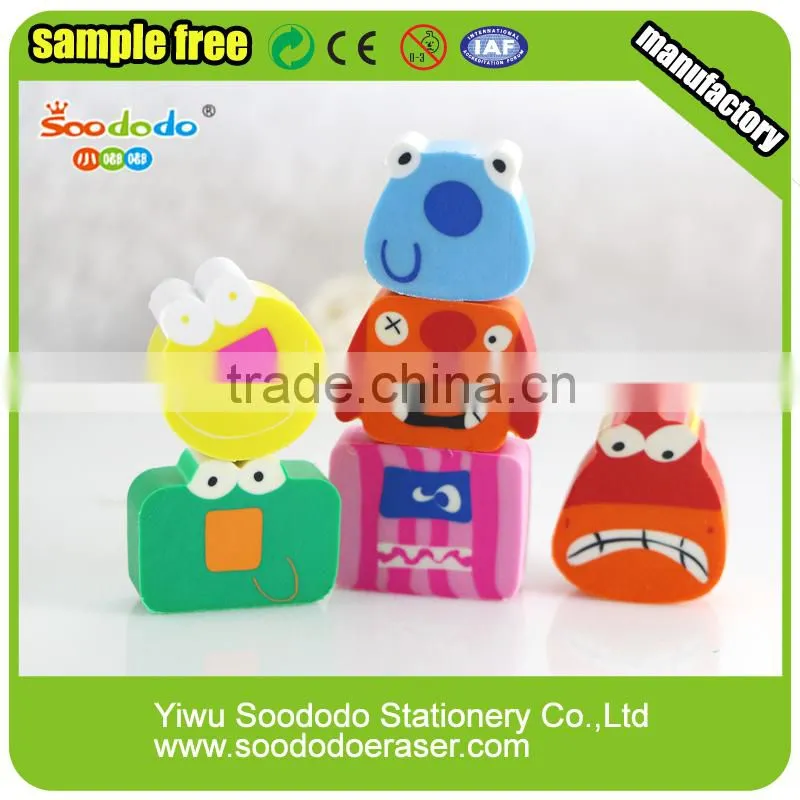 Colourful 2D erasers animal shape for kids office stationery
