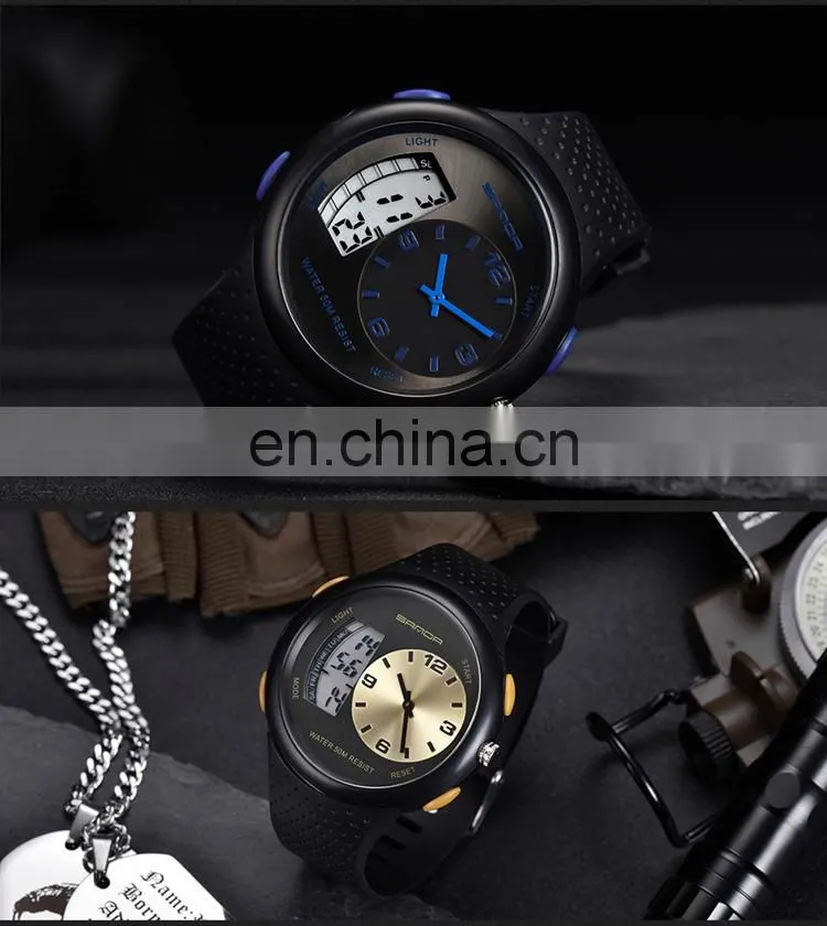 SANDA 763 Men boys sport latest silicone strap quartz analog waterproof cheap digital watch