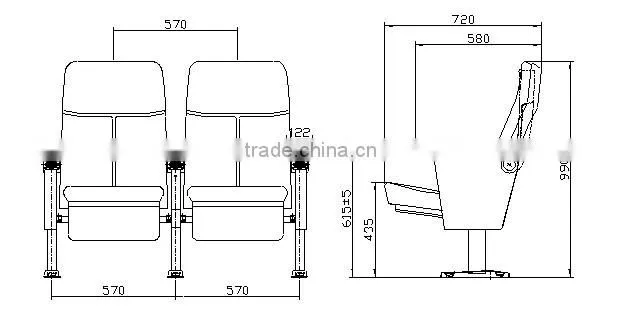 Cheap hotsale metal steel leg cinema seat with cup holder HJ16F-E