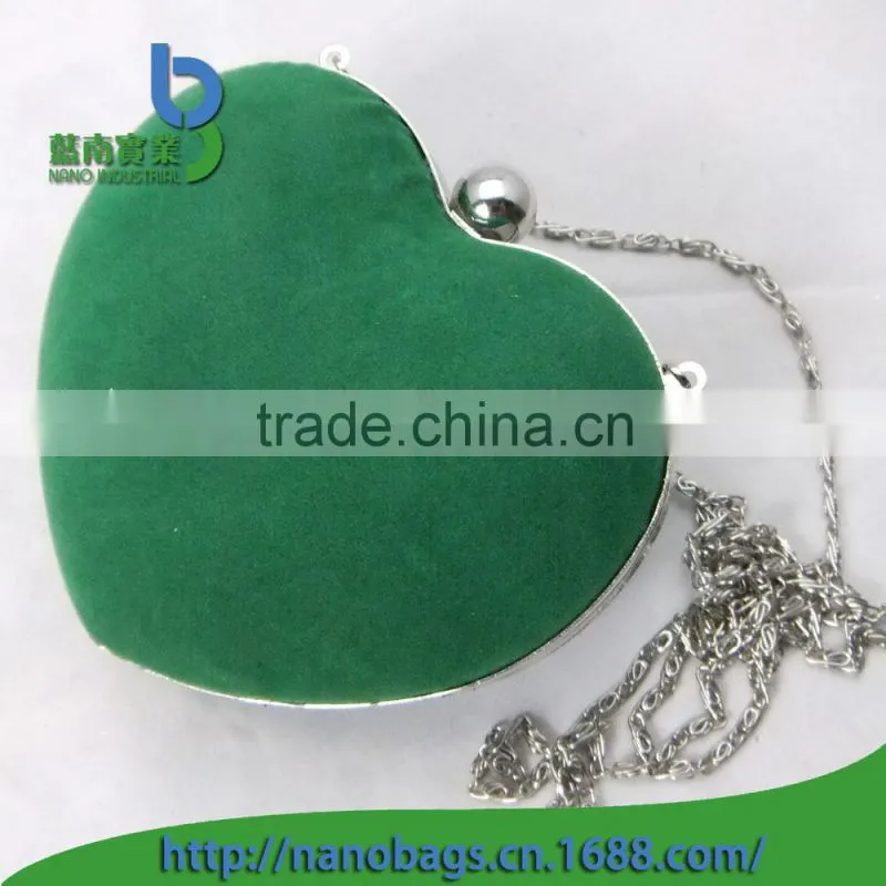 elegant green heart-shaped ladies evening handbag