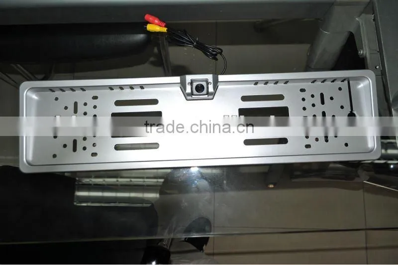 Silver EU and Russian Cars License Plate Frame Reverse Camera
