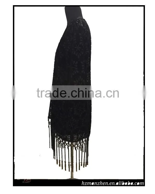2016 New black lace fabric sexy transparent middle aged women blouse