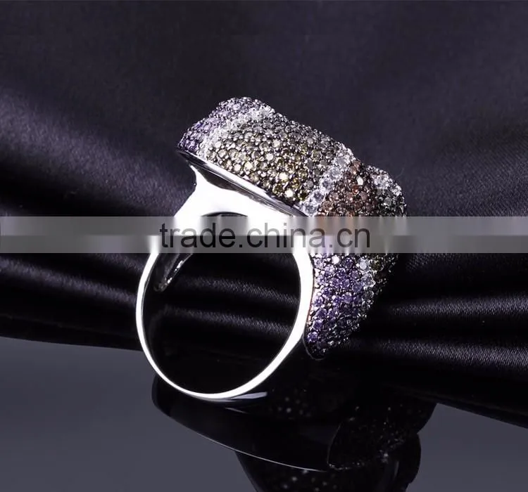 New Colorful Cubic Zirconia Pave Setting CZ Party Jewelry Trend Gold Thick Snake Ring