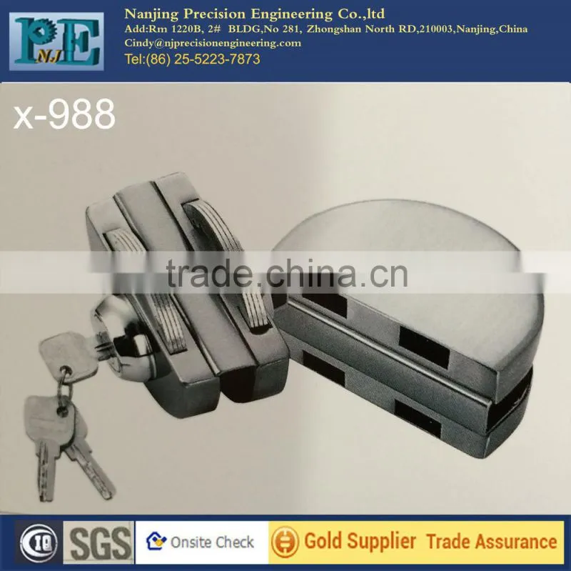 chrome plating stainless steel 304 double half round head double glass door lock plus hand action