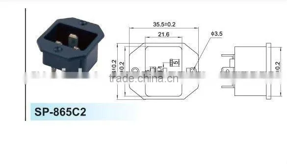 Three pins male 12v dc power outlet socket
