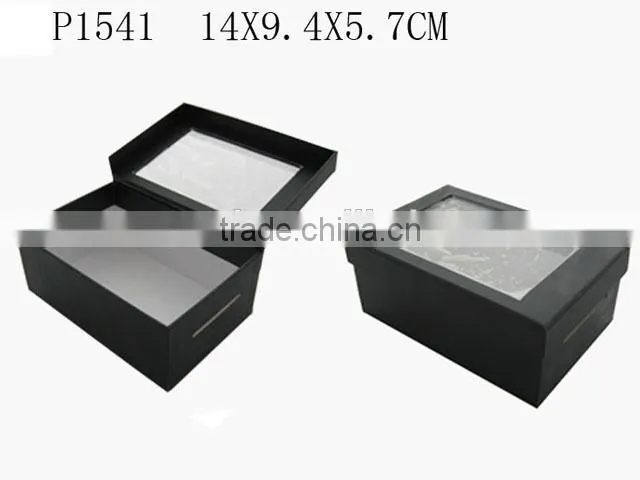 Custom Black Paper Gift Packaging Paper Box with Clear PVC Window Wholesale P1542