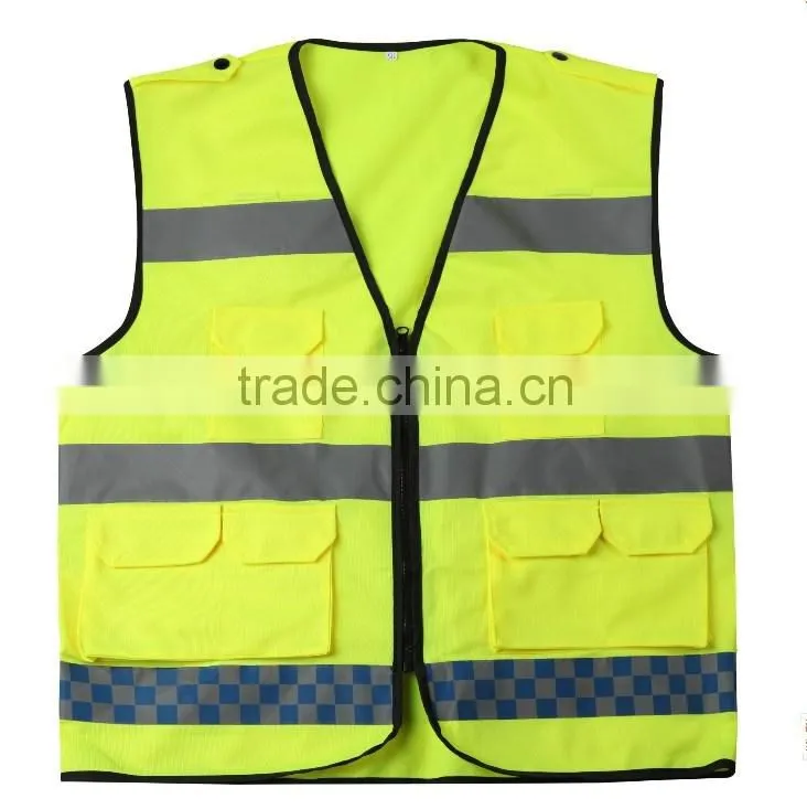 BS-FGY011 100% polyester Reflective safety vest clothing with pockets unisex, velcro