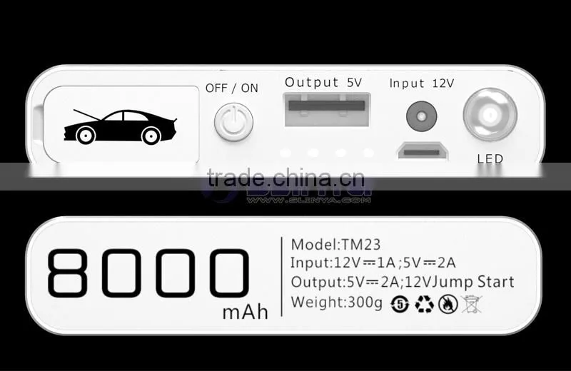 18mm Thick 8000mAh 200A/400A Golden Pocket Size Slim Car Jump Starter