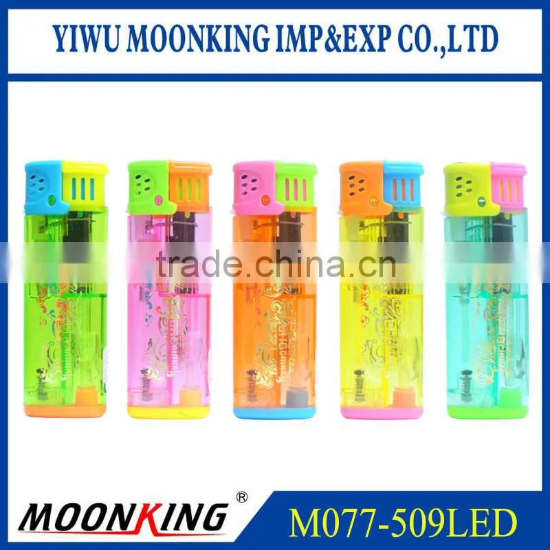 Mixed color plastic LED lighter windproof cigarette lighter with torch