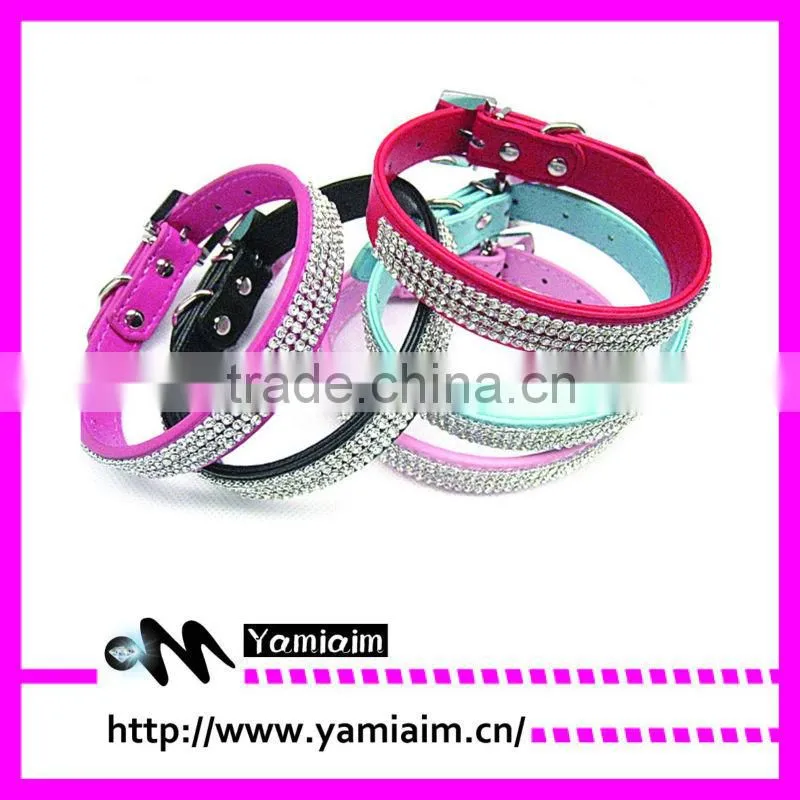 Luxury rhinestone pet collar dog collar with custom charm wide