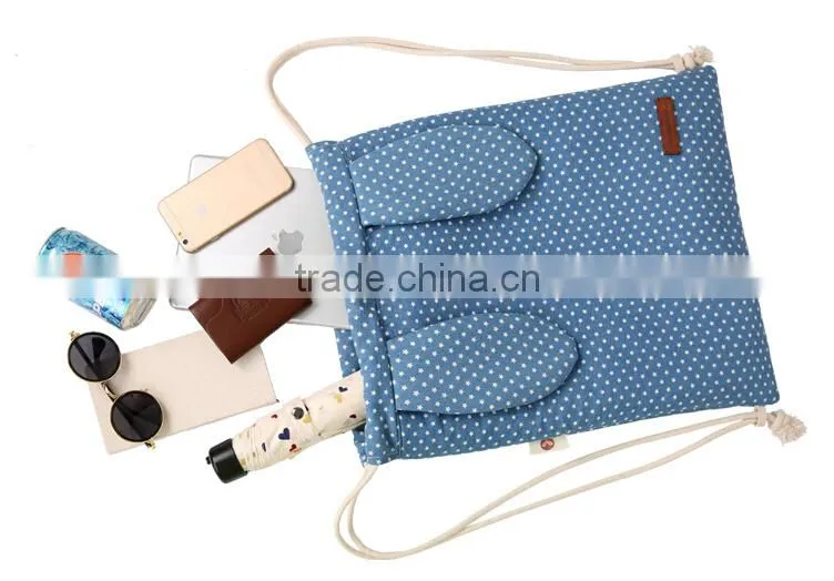 pattern canvas drawstring backpack for girl