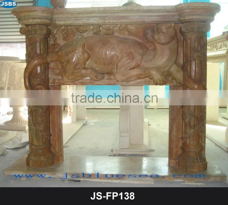 Indoor white marble fireplace design