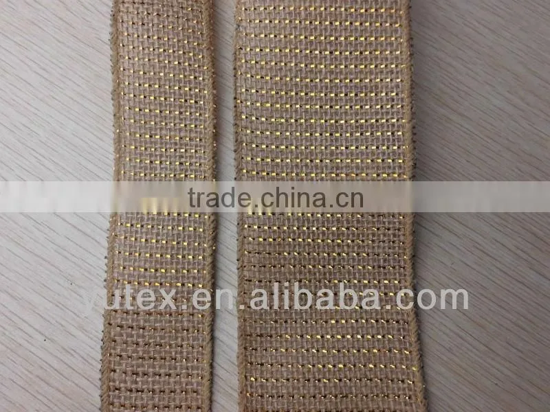 Gold Jute Decorative Fabric with Wired