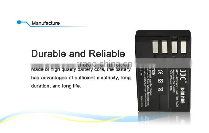 JJC 7.4V 1050mAh Li-ion Battery Pack Rechargeable Battery For Pentax B-DLI109 Battery