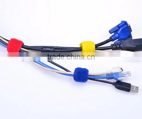 Double side back to back colorful adjustable hook & loop wire cable tie