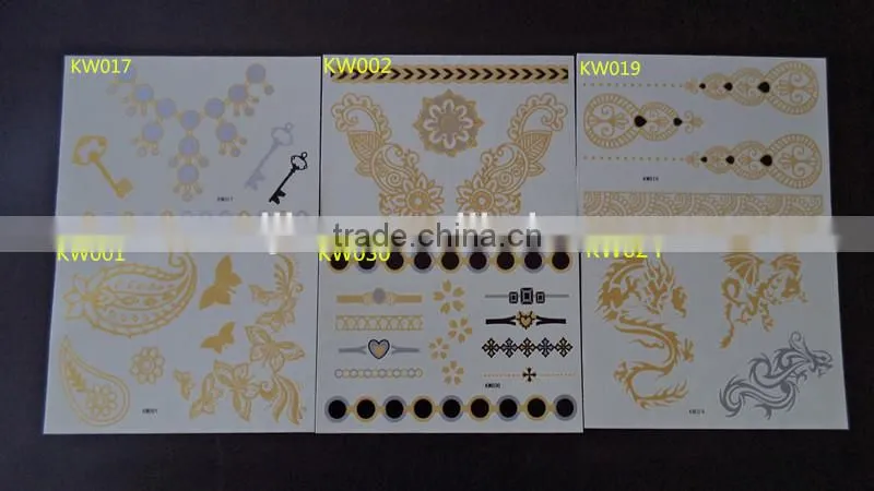 2015 FACE temporary tattoos face jewelry sticker golden tattoo KW- series 15*10.5CM