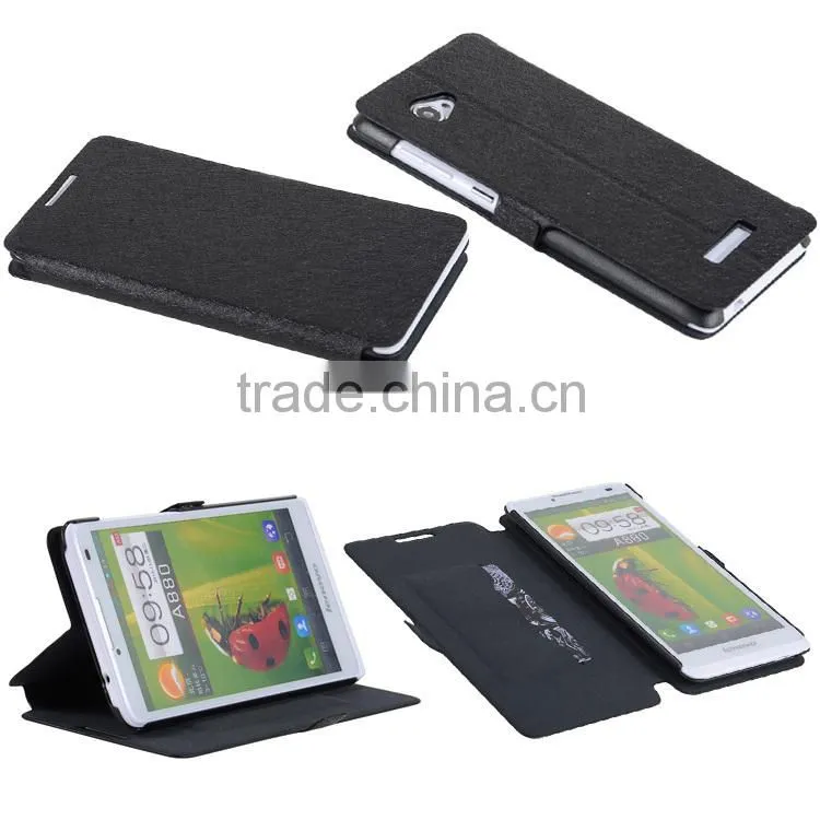 China manufacture artificial leather holster with magnetic fastener design sleeve for lenovo A880