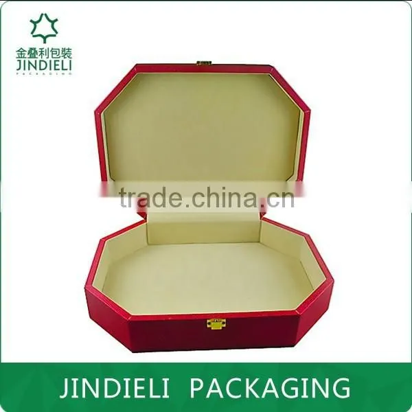 Mei red polygonal beauty leather cosmetic gift box packaging