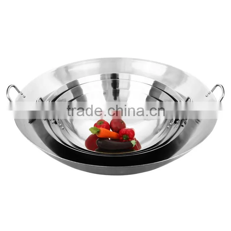 hot china product commercial big stainless steel wok wholesale