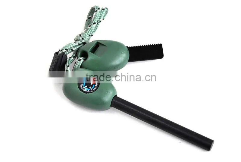 Top Hot Selling with Compass Whistle Function Magnesium Fire Starter Survival Sets