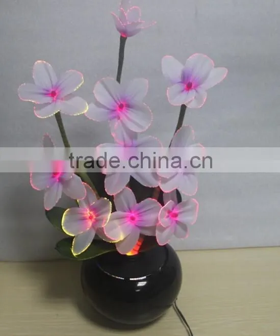 Hotest New Design wholesale artificial LED flowers light/fiber optic Orchid flowers lamp with pot